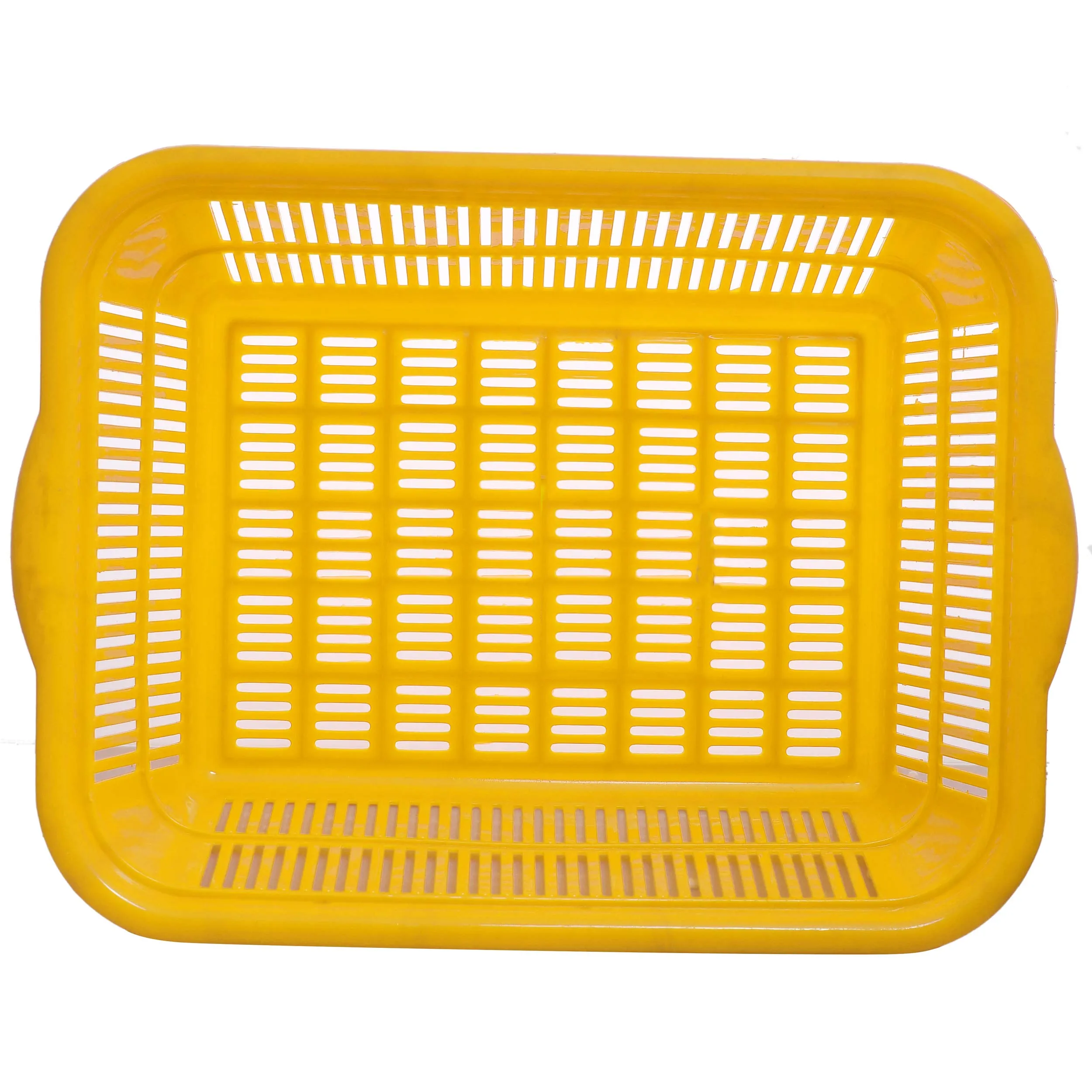 Kuber Industries Plastic Kitchen Small Size Vegetables and Fruits Washing Basket Dish Rack Multipurpose Organizers (Yellow)-KUBERMART586