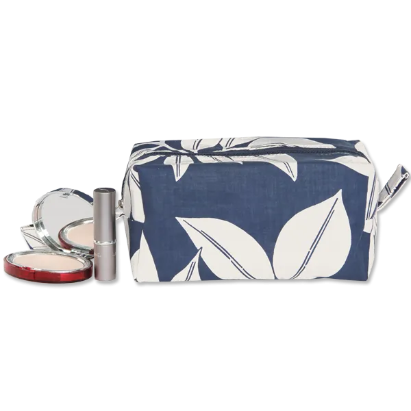 Leaf Indigo Cosmetic Case, Medium