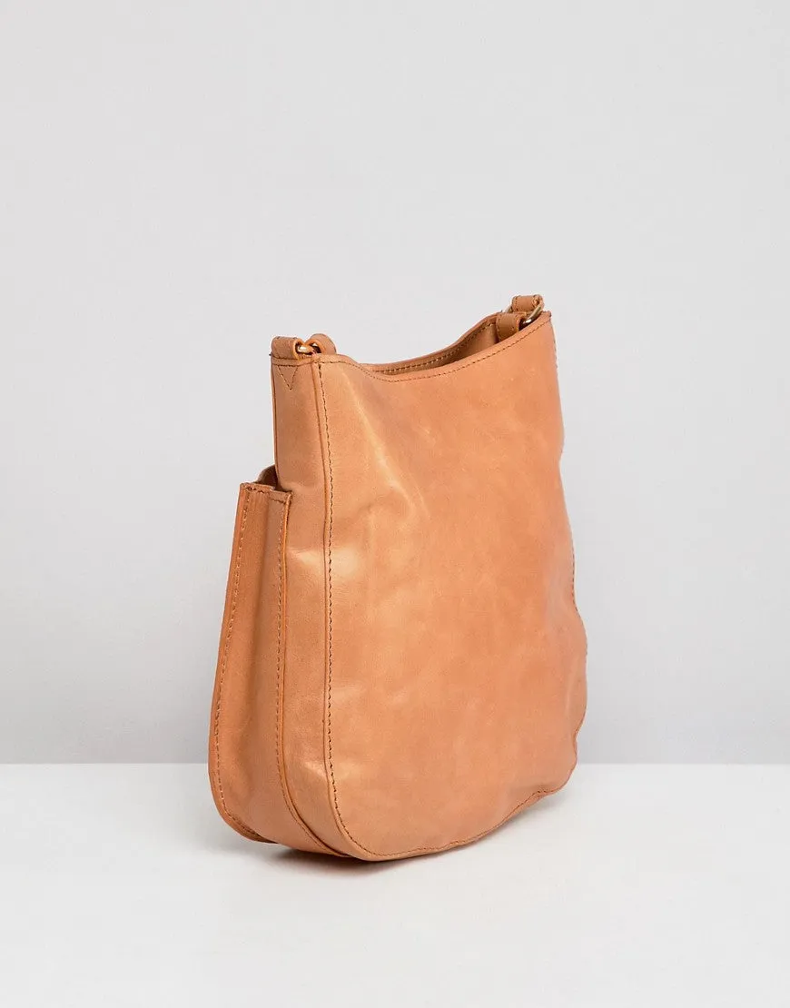 Leather Vintage Cross Body Bag With Ring Detail