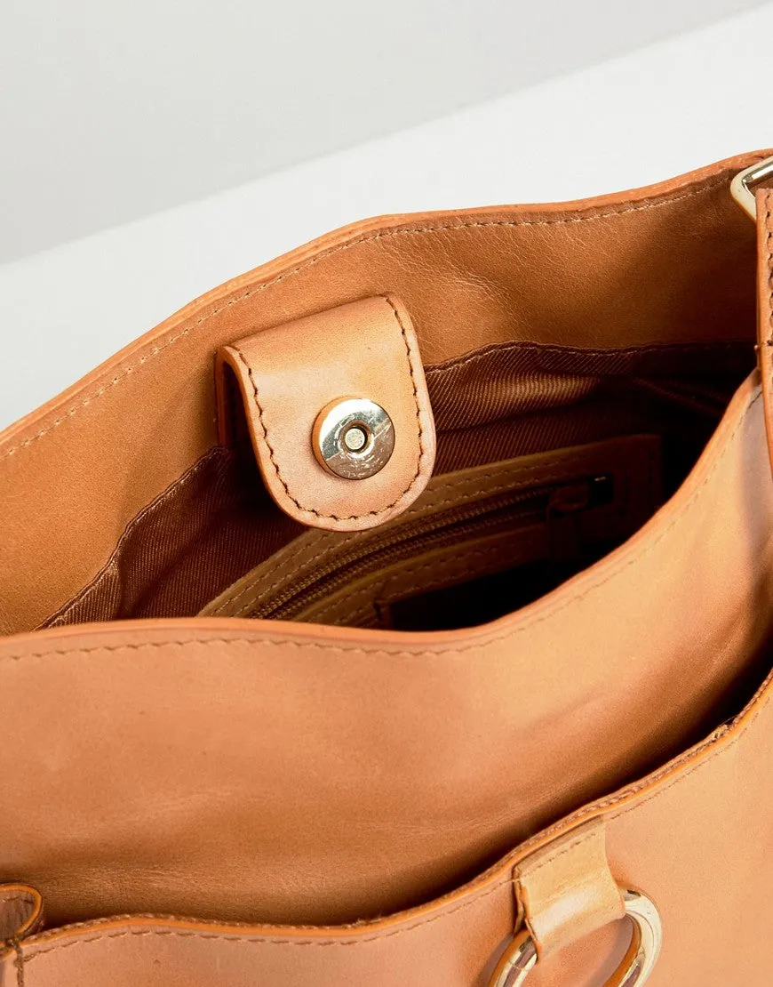 Leather Vintage Cross Body Bag With Ring Detail