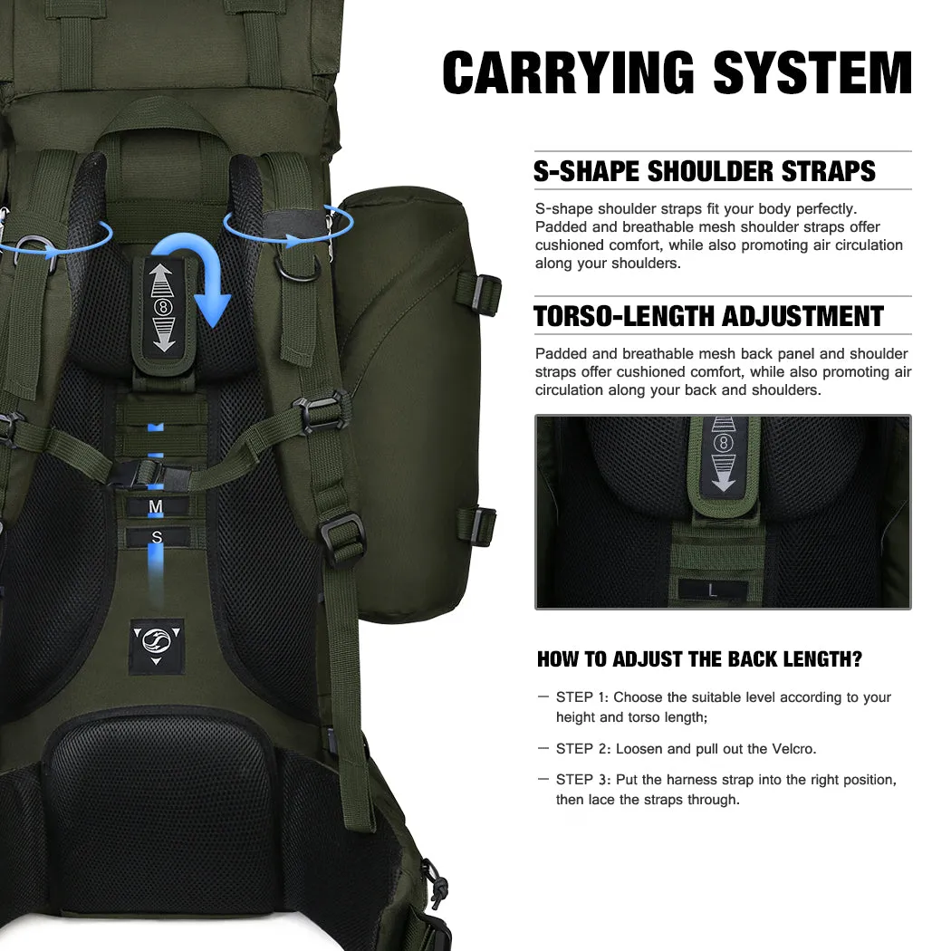 [M403] Mardingtop 65 10L Molle Hiking Internal Frame Backpacks with Rain Cover M403