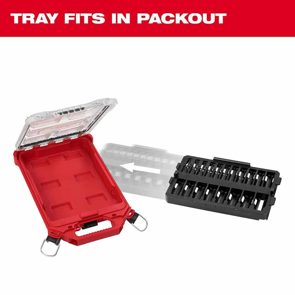 Milwaukee 49-66-6831 Shockwave Impact Duty Socket 3/8" Drice 19-Piece MM Tray Only