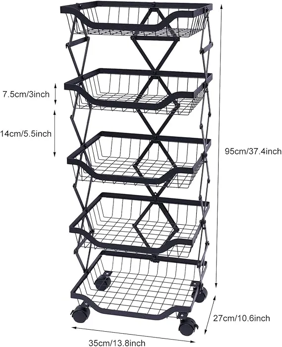 MULT-TIERS STACKABLE STORAGE CART WITH WHEELS
