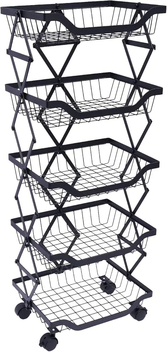 MULT-TIERS STACKABLE STORAGE CART WITH WHEELS