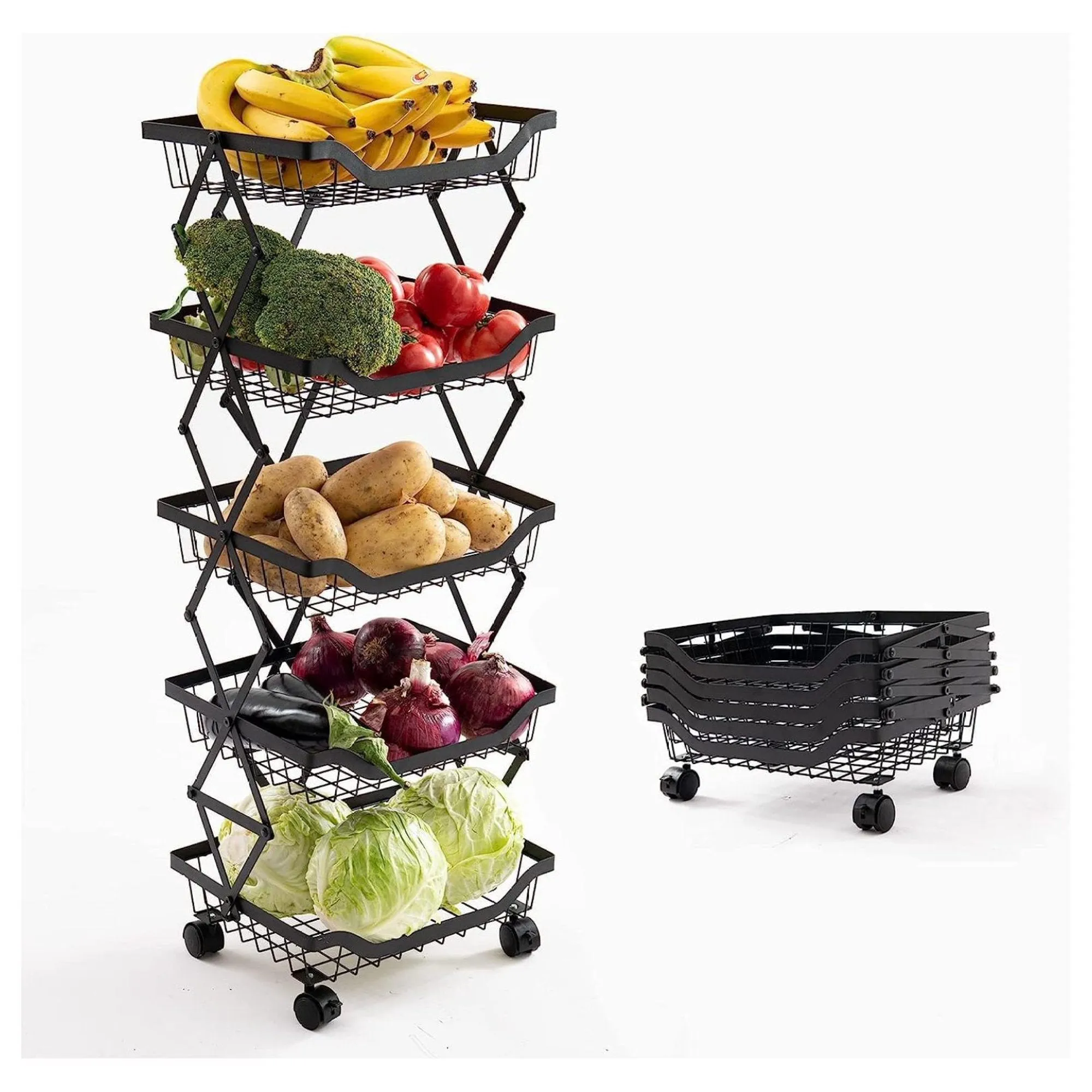 MULT-TIERS STACKABLE STORAGE CART WITH WHEELS