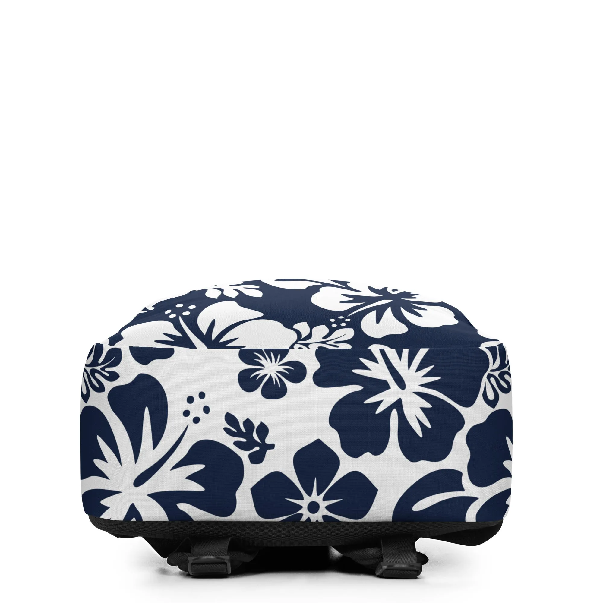 Navy Blue and White Hawaiian Print Backpack