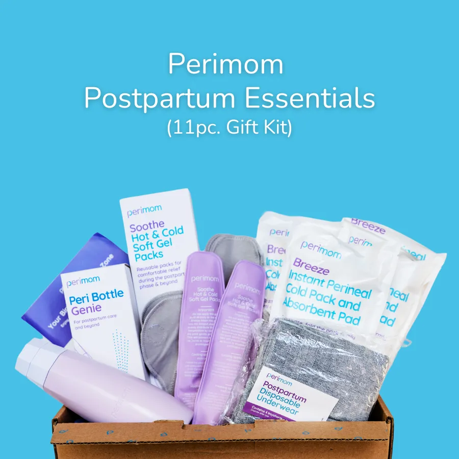 Novel Postpartum Essentials: Instant Ice Packs   Reusable Hot & Cold Packs   Disposable Boy Shorts   Peri Bottle (11pc. Set)