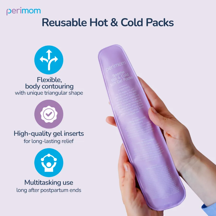 Novel Postpartum Essentials: Instant Ice Packs   Reusable Hot & Cold Packs   Disposable Boy Shorts   Peri Bottle (11pc. Set)