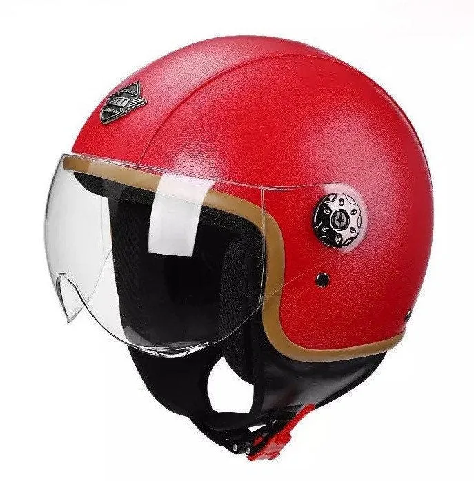 NWT Helmet - His & Her M-XL Prix Black Racer / Aqua Blossom / Vintage Red Camel - DOT certified motorcycle Vespa riding helmets   visor