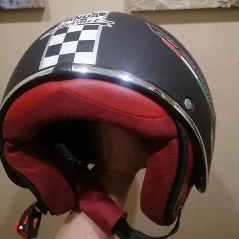 NWT Helmet - His & Her M-XL Prix Black Racer / Aqua Blossom / Vintage Red Camel - DOT certified motorcycle Vespa riding helmets   visor