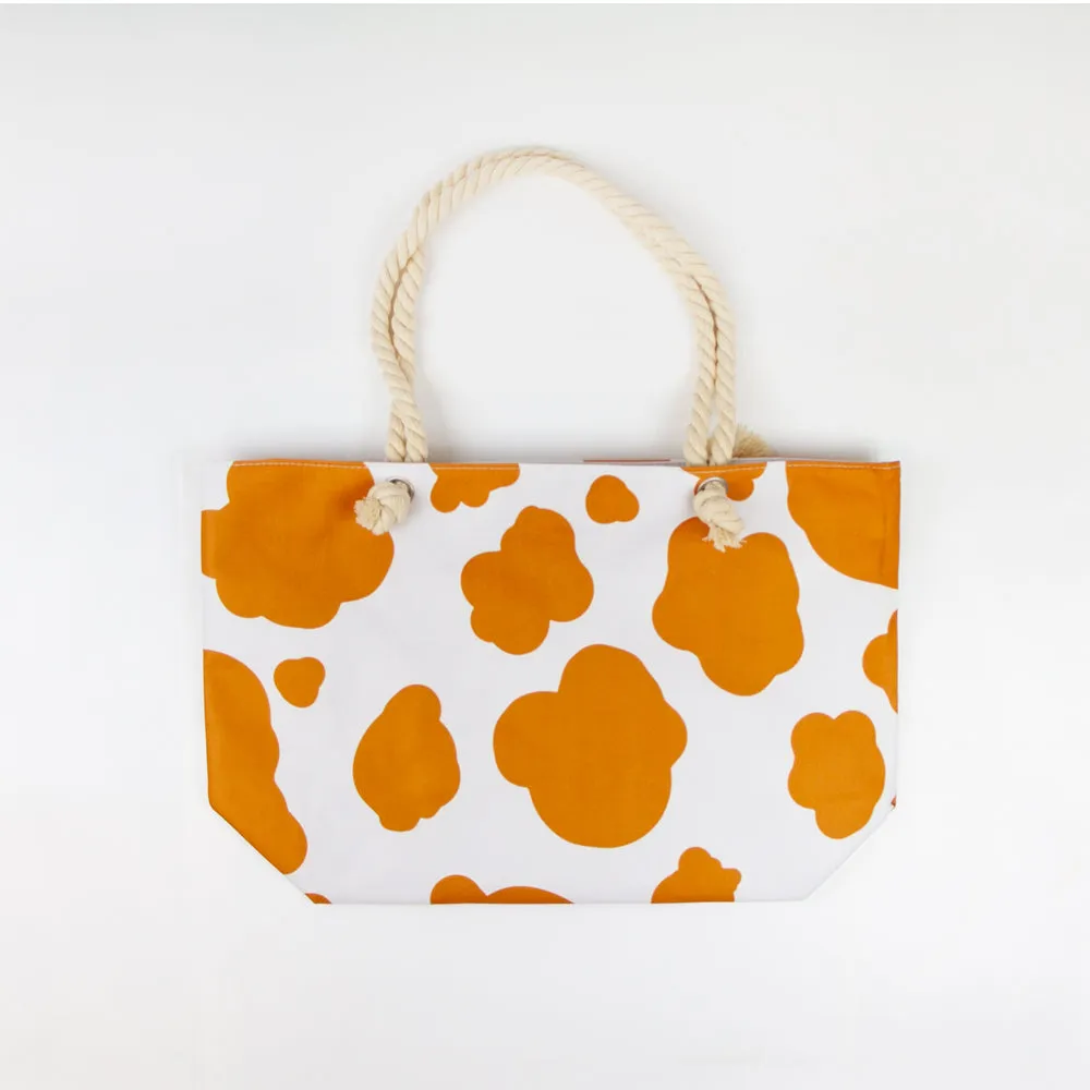 Orange Cow Print Tote Bag