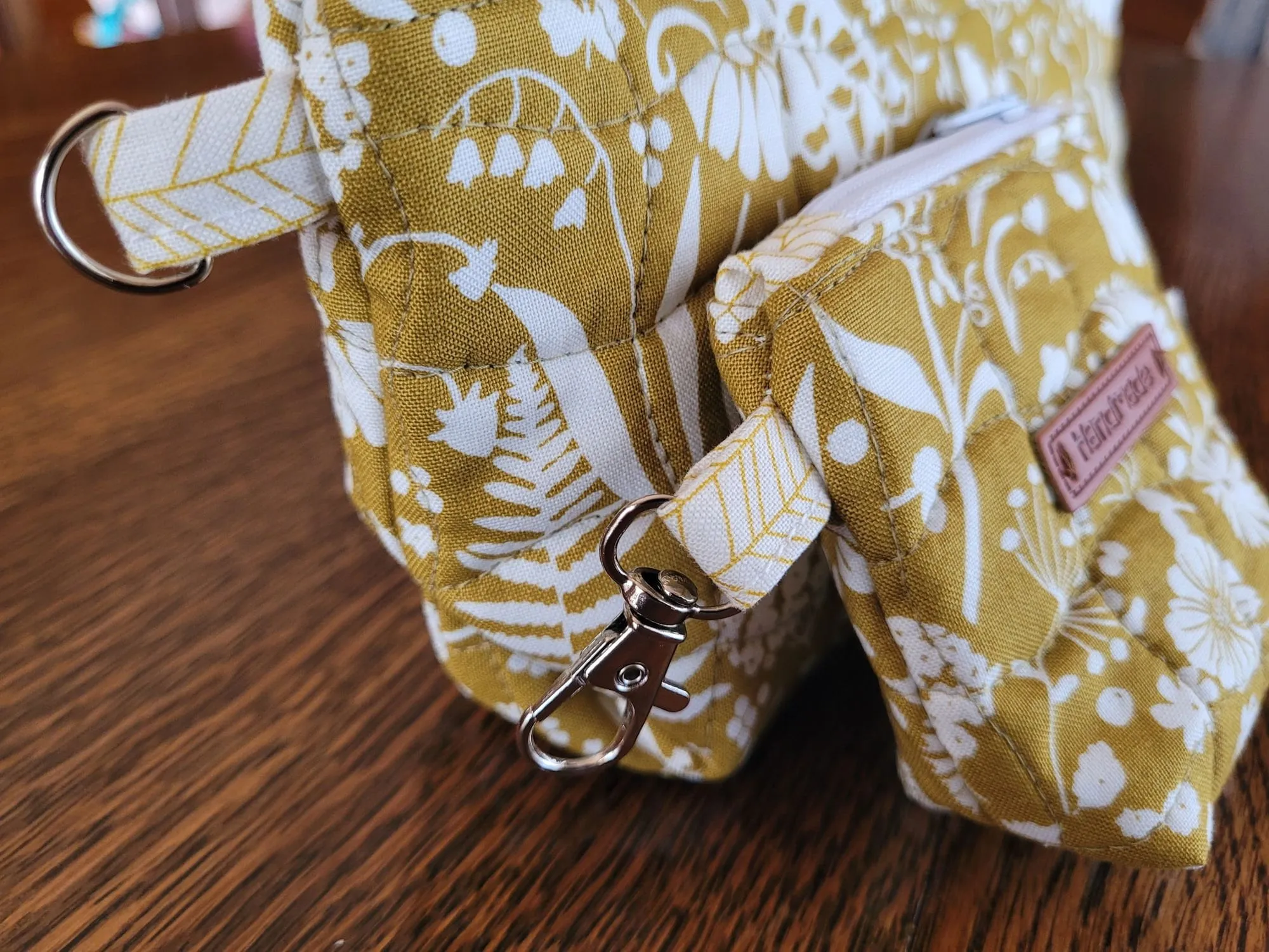 Quilted Zipper Pouch Set, Mustard Yellow Floral