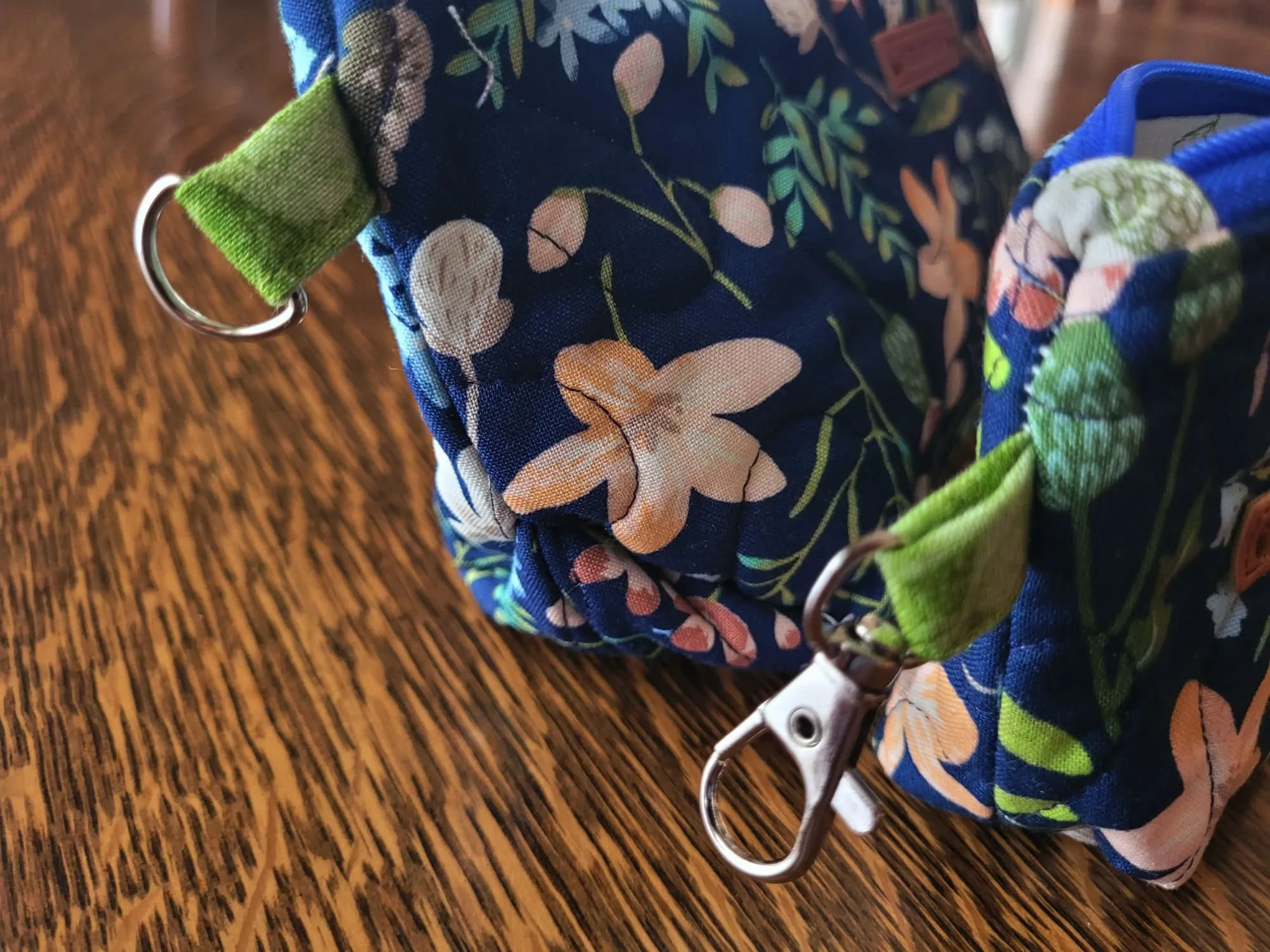 Quilted Zipper Pouch Set, Navy Floral