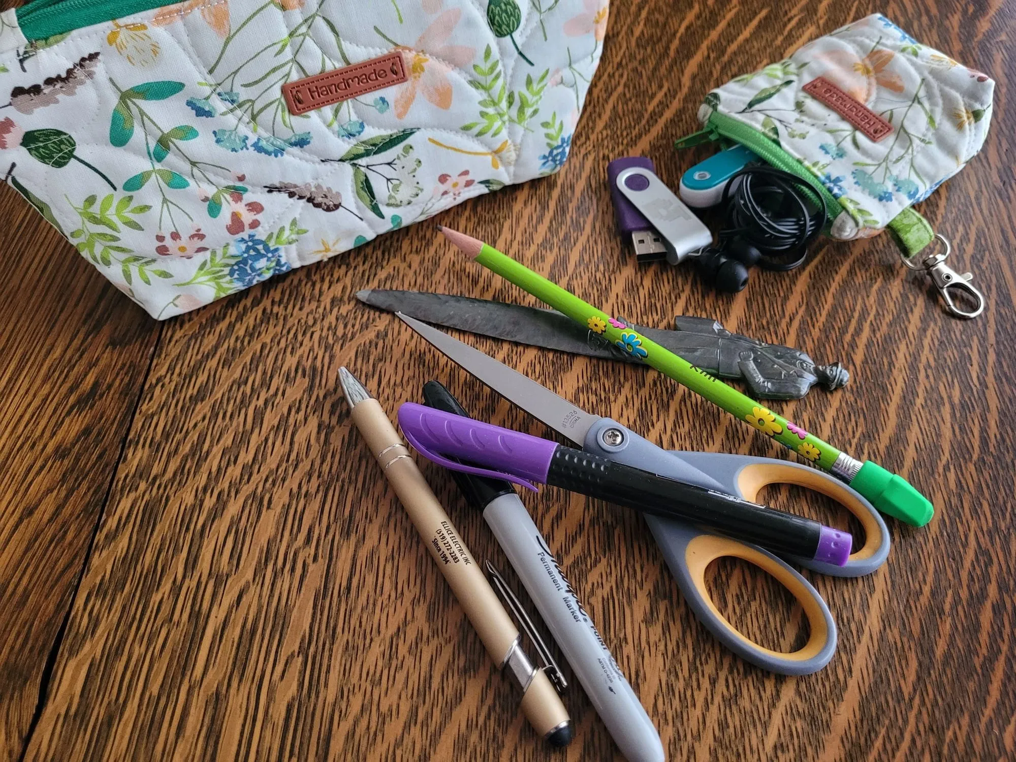 Quilted Zipper Pouch Set, Purple Floral