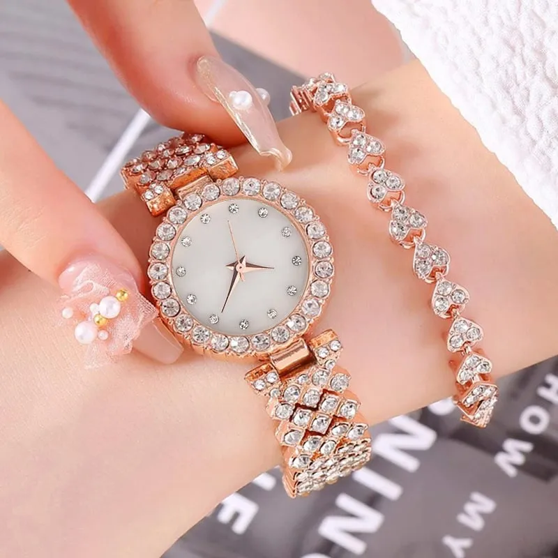 Rhinestones Watch with Bracelet