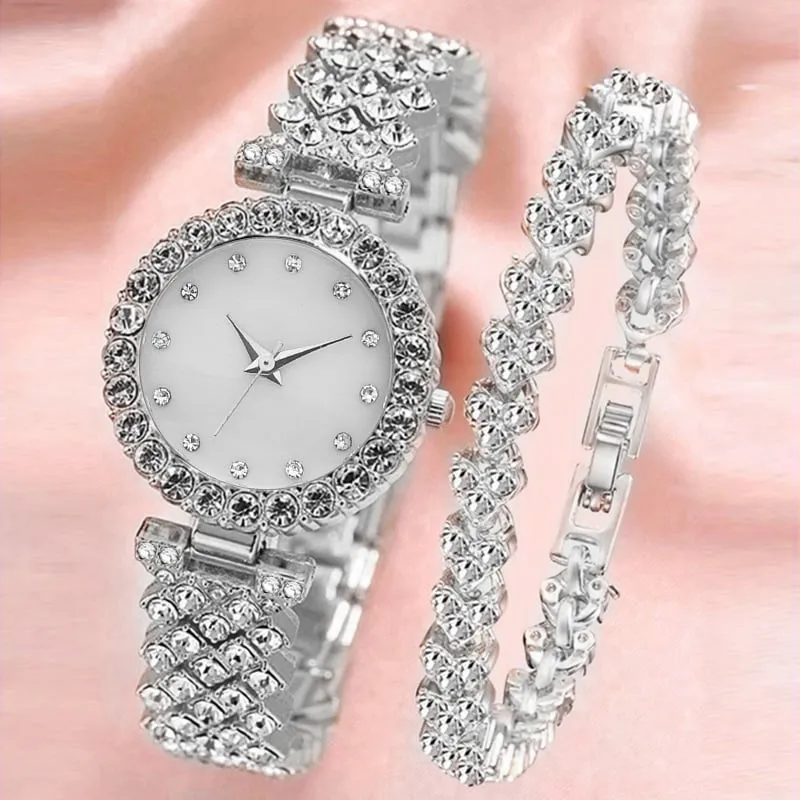 Rhinestones Watch with Bracelet