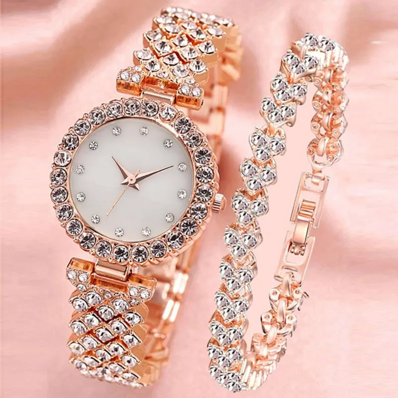 Rhinestones Watch with Bracelet