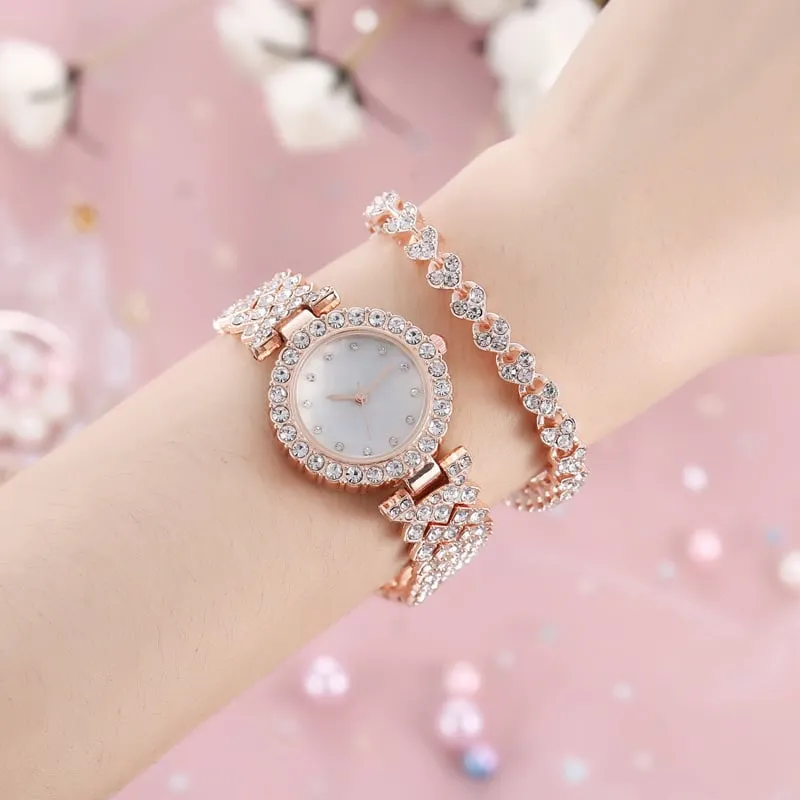 Rhinestones Watch with Bracelet