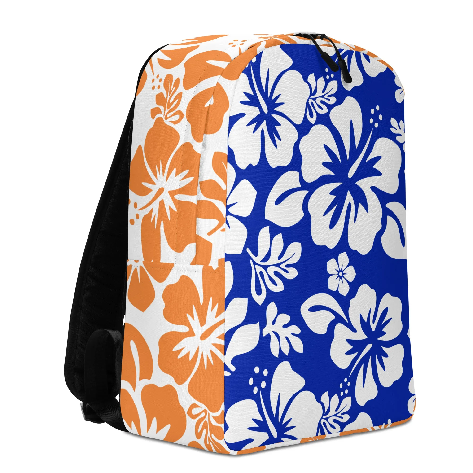 Royal Blue and Orange Hawaiian Print Backpack