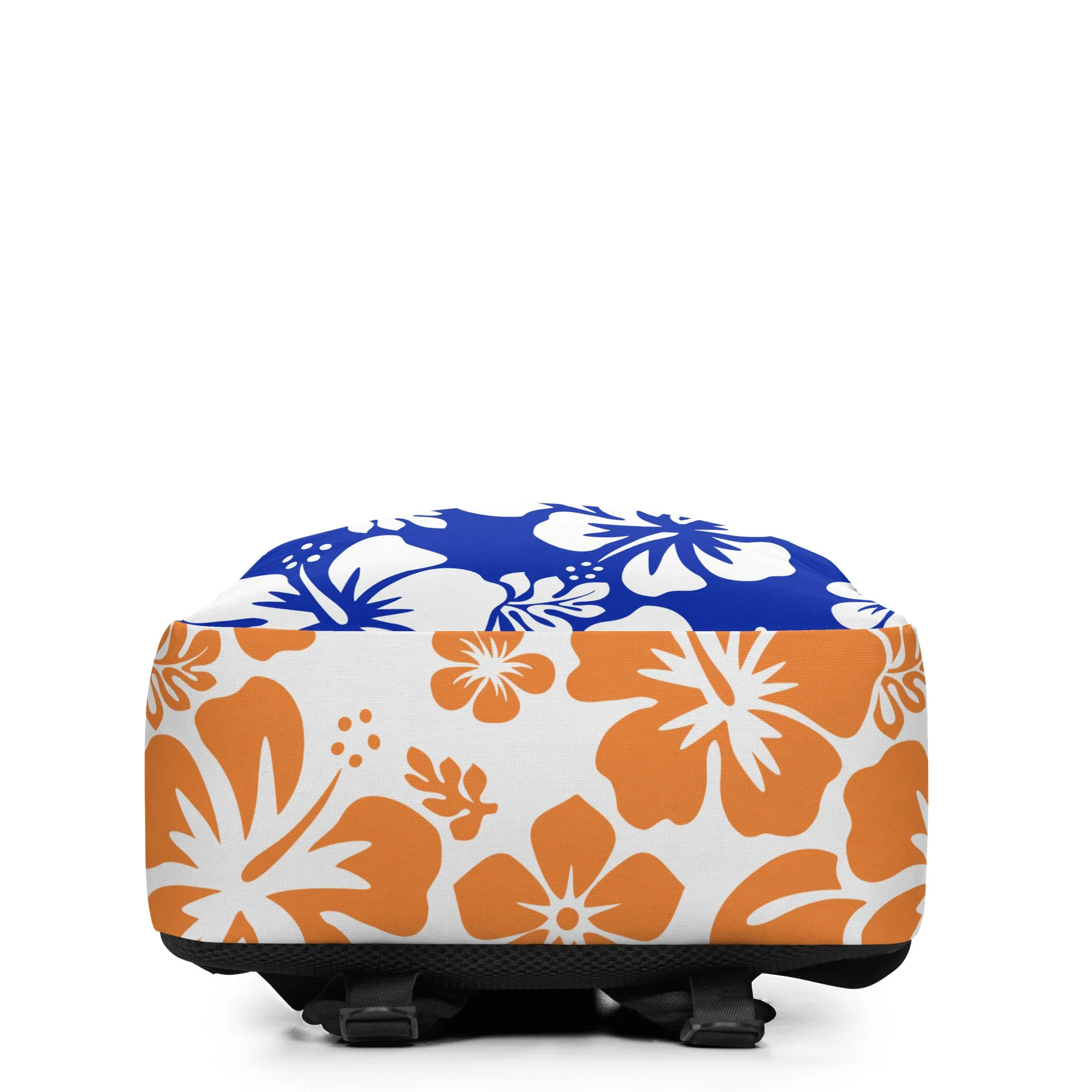 Royal Blue and Orange Hawaiian Print Backpack