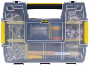 Stanley STST14021 Tool Storage Organizer, 8-1/2 in W, 2.9 in H, 10-Drawer, Plastic, Black/Clear Yellow :EA: QUANTITY: 1