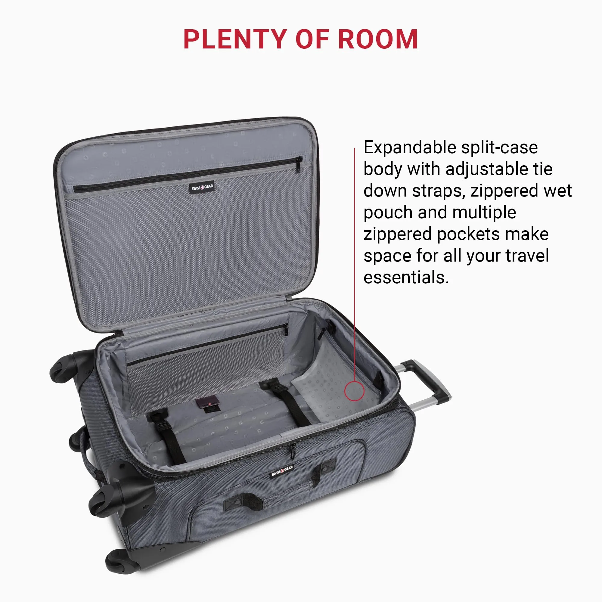 SwissGear Expandable Luggage, Dark Grey, 25-Inch
