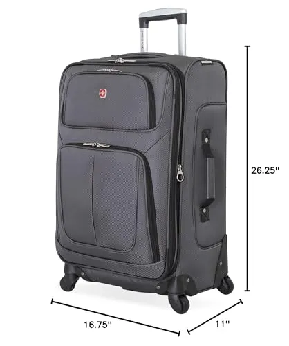 SwissGear Expandable Luggage, Dark Grey, 25-Inch