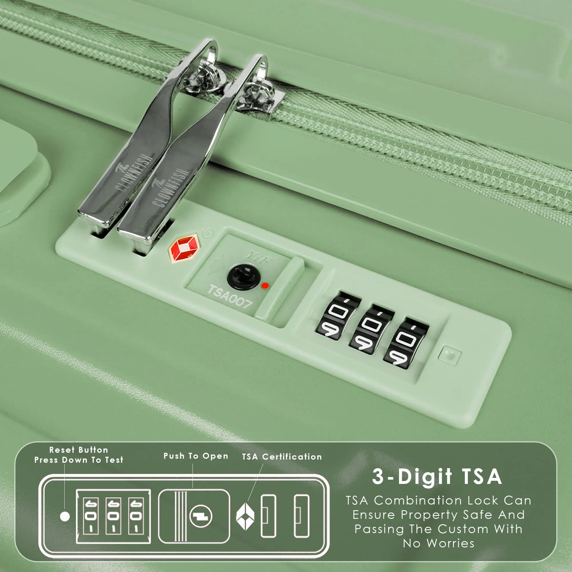 THE CLOWNFISH Combo of 2 Ballard Series Luggage ABS & Polycarbonate Exterior Suitcases Eight Wheel Trolley Bags with TSA Lock-Green (Medium 65 cm-26 inch, Small 55 cm-22 inch)