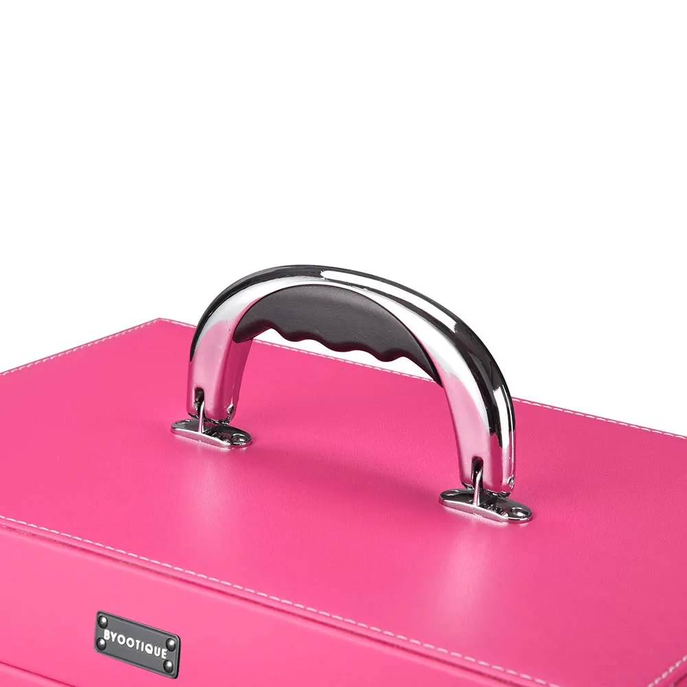 TheLAShop Rolling Makeup Case Nail Artist Case with Drawers Pink